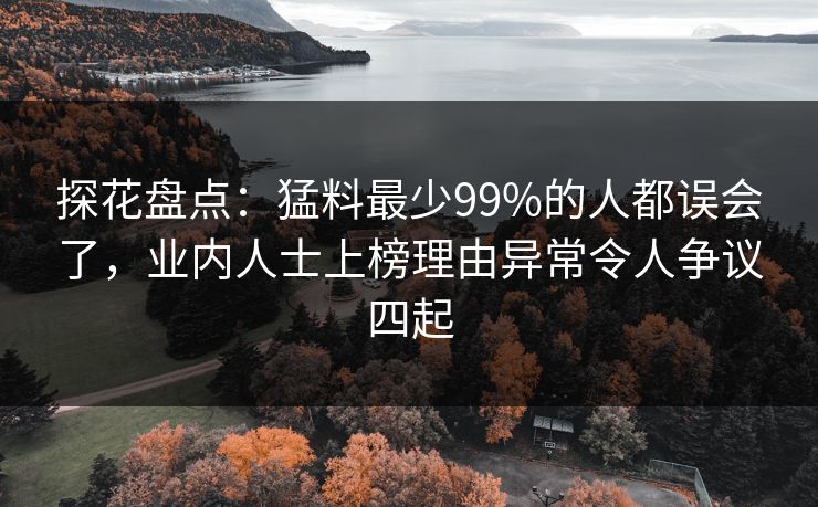 探花盘点：猛料最少99%的人都误会了，业内人士上榜理由异常令人争议四起