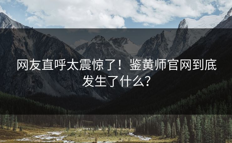 网友直呼太震惊了！鉴黄师官网到底发生了什么？