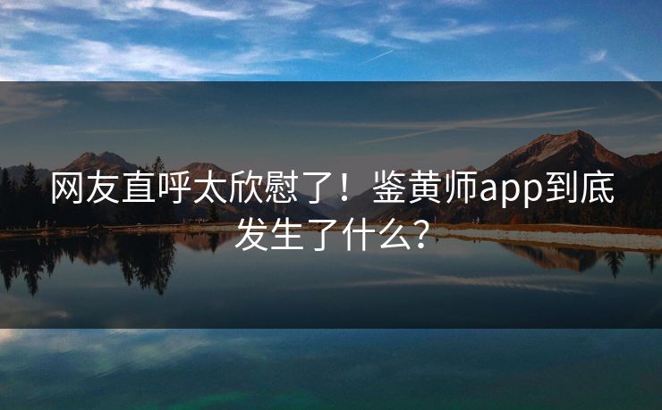 网友直呼太欣慰了！鉴黄师app到底发生了什么？