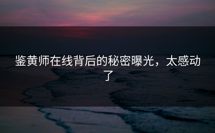 鉴黄师在线背后的秘密曝光，太感动了