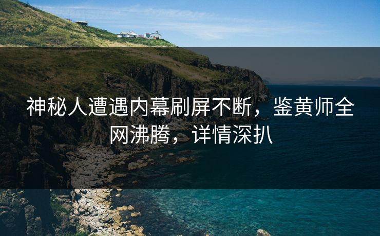 神秘人遭遇内幕刷屏不断，鉴黄师全网沸腾，详情深扒
