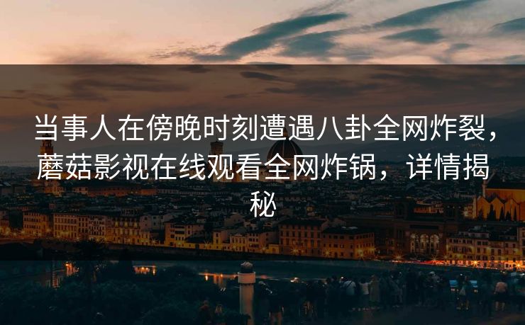 当事人在傍晚时刻遭遇八卦全网炸裂，蘑菇影视在线观看全网炸锅，详情揭秘