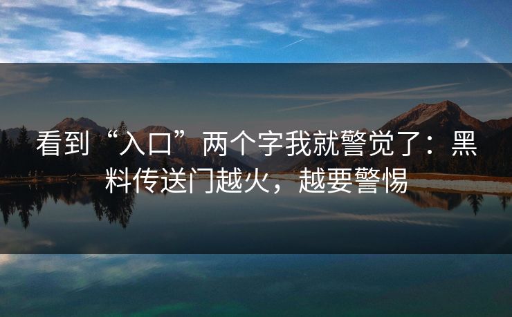 看到“入口”两个字我就警觉了：黑料传送门越火，越要警惕