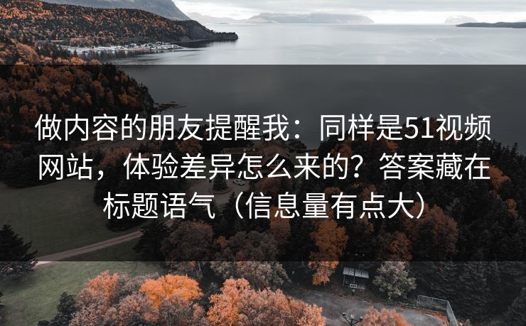 做内容的朋友提醒我：同样是51视频网站，体验差异怎么来的？答案藏在标题语气（信息量有点大）